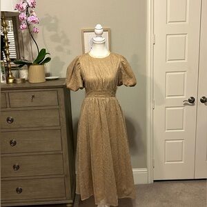 Elegant Backless Gold Dress